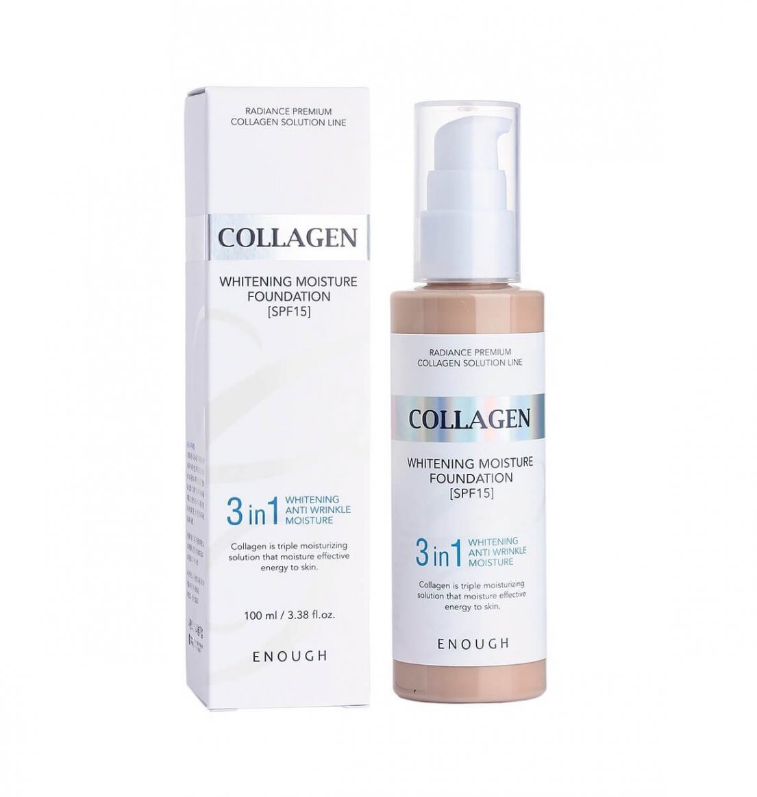 Тональная основа с коллагеном 3 в 1 для сияния кожи (13 тон) Enough Collagen Whitening Moisture Foundation SPF 15