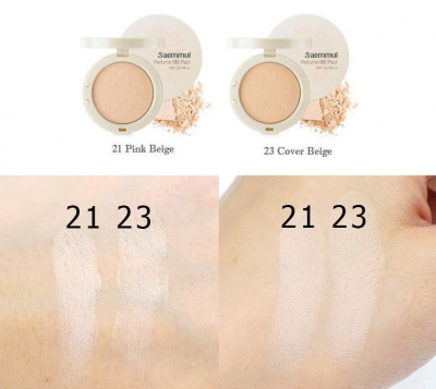 Пудра компактная ароматизированная 21 тон (Розовый беж) The Saem Sammul Perfume BB Pact SPF25 PA++ 21 Pink Beige